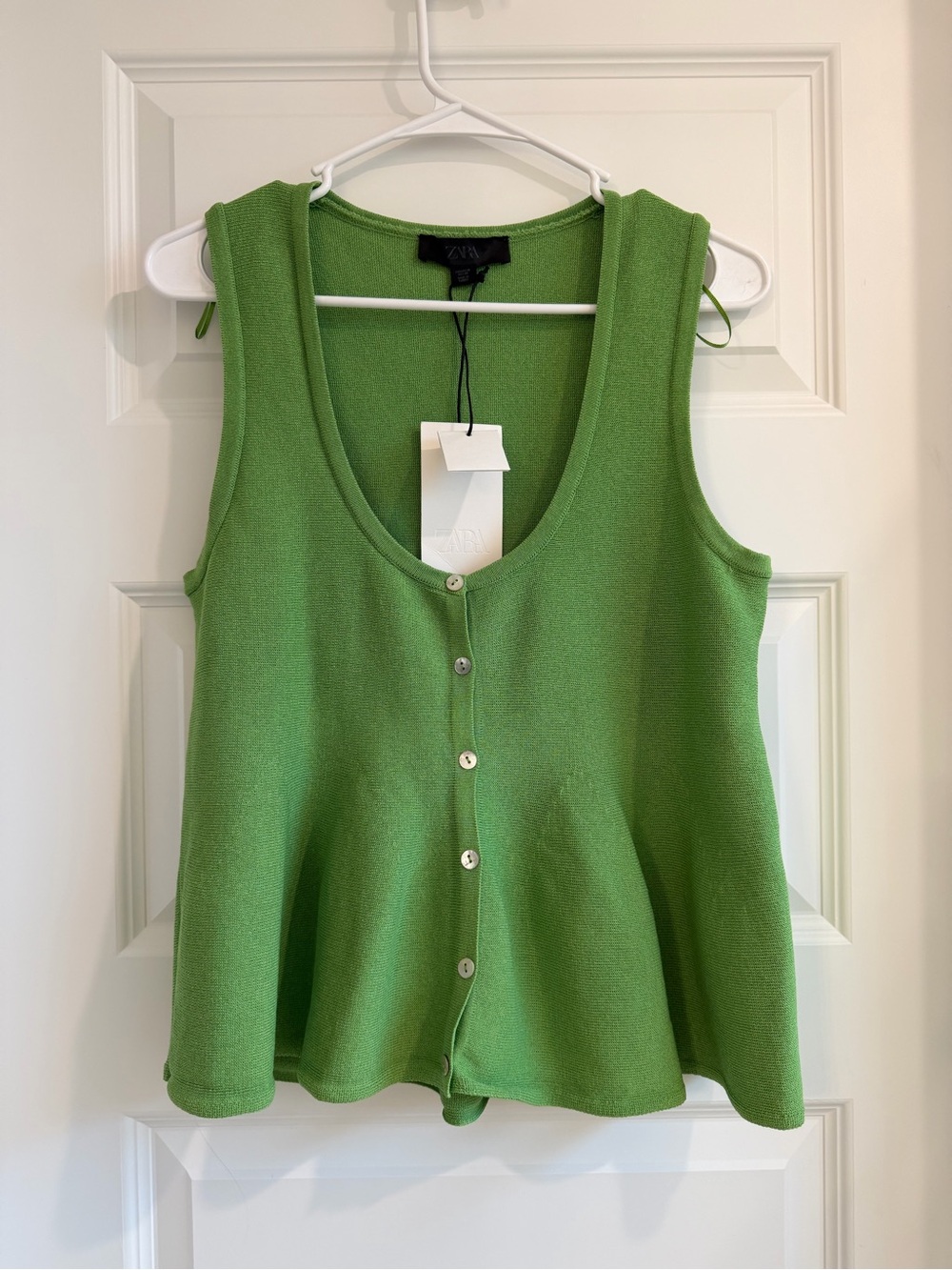 Zara Green Sleveless Peplum Top